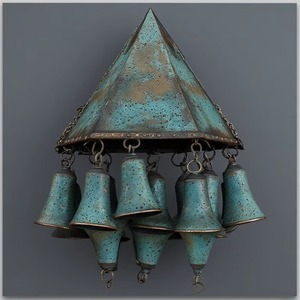 Lámpara de Araña Triangular de Bronce Hecha a Mano, Personalizable al por Mayor, con Campanas Colgantes, Decoración de Interiores, Escultura Artística - Product Image 5