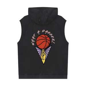 Sweat-shirt décontracté à capuche sans manches pour homme, avec logo de basketball brodé, coupe classique, pour l'automne - Product Image 3