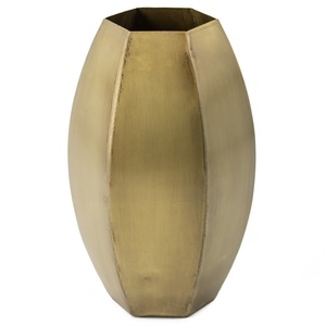 Jarrón Metálico Hexagonal Moderno de Latón Antiguo, Florero Geométrico para Vestíbulo de Hotel, Centros de Mesa para Bodas y Decoración Contemporánea del Hogar - Product Image 1