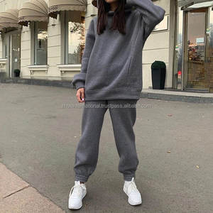 Ensemble de survêtement surdimensionné personnalisé en gros, unisexe, hiver, polaire épais, poids lourd, 100% coton, ensemble de pantalon de survêtement et de sweat-shirt personnalisé - Product Image 2