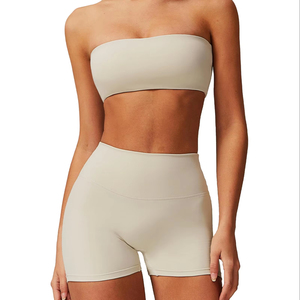 Wholesale High Quality Breathable Sport Bra for Women Yoga Fitness Backless Halter Neckline Front Logo High Support Sets - Product Image 1