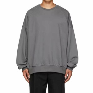 Sweat-shirt surdimensionné pour homme, manches raglan personnalisées, gris uni, 100% coton, molleton français, pull-over, vêtements d'automne, logo personnalisé OEM ODM - Product Image 3