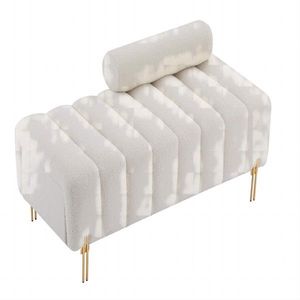 Nuovo Design Poggiapiedi con Vano Portaoggetti, Divano in Velluto Teddy con Struttura in Legno Massello e Piedi in Metallo per Soggiorno - Product Image 5