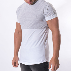 T-shirt bicolore coupe slim pour homme – T-shirt décontracté à manches courtes en mélange de coton de qualité supérieure pour la gym et le streetwear – Haut tendance pour l'été - Product Image 2
