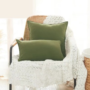 ปลอกหมอนผ้าฝ้ายสไตล์นอร์ดิก สีน้ำเงินล้วน รูปทรงสี่เหลี่ยมผืนผ้า ระบายอากาศได้ดี ปิดแบบซองจดหมาย ปลอกหมอนสำหรับใช้ในบ้าน - Product Image 5