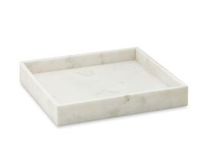 Plateau de service rectangulaire en marbre de qualité supérieure avec texture de pierre naturelle et poignées métalliques robustes pour une présentation élégante de la table. - Product Image 3