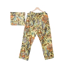 Ensemble de pyjama pour femmes en coton biologique 100% à fleurs, taille élastique, manches longues, col mandarin, longueur intégrale, vêtements de nuit décontractés doux, jaune