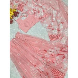 ATTARCTIVE TABBY SEDA IMPRESIÓN DIGITAL TRABAJO LEHENGA BLUSA CON DUPATTA BABY PINK - Product Image 1