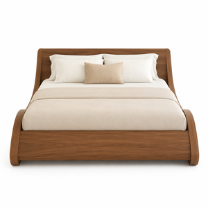 โครงเตียงไม้สักโค้งดีไซน์ออร์แกนิค รุ่นพรีเมียม สำหรับห้องนอนใหญ่ - Product Image 1