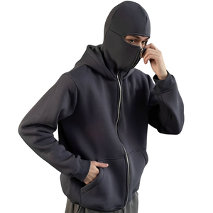 Sweat-shirt à capuche unisexe surdimensionné en polaire avec fermeture éclair et imprimé lettres sur le devant, vêtement décontracté pour l'automne - Product Image 6