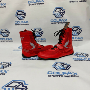Zapatos de Boxeo Fly Rojos con Cordones, Transpirables, de Cuero, con Suela de Goma Natural, Ligeros, con Logotipo Personalizado Impreso, para Entrenamiento de MMA - Product Image 1