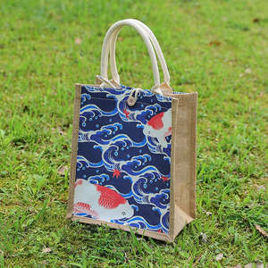 Bolsa Reutilizable para Llevar Comida, de Yute Natural, con Cierre de Cremallera y Asa Resistente - Product Image 4