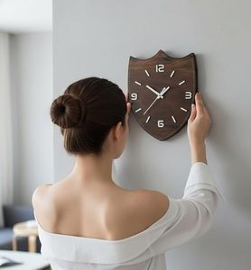 Wooden Quartz Arched Shape Modern Decorative Handmade Brown Wall <b>Watch</b> for Living Room Bedroom - Product Image 4