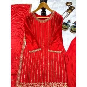 ชุดเสื้อท่อนบนและชุด Dupatta สำหรับผู้หญิงงานปาร์ตี้ดีไซน์เนอร์ - Product Image 3