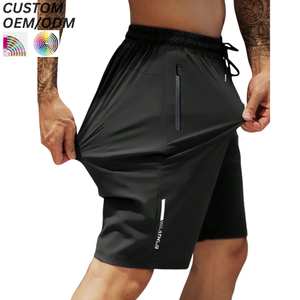 Shorts en coton uni pour homme, décontractés, confortables, légers, respirants, imperméables, écologiques, taille élastique, pour la gym, la course à pied, personnalisables - Product Image 5