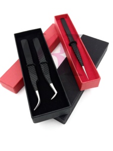 Pinzas Profesionales GETUP BROSONS IMPEX para Extensión de Pestañas, con Recubrimiento de Polvo Negro, Diseño Recto, Agarre de Diamante y Punta Curva - Product Image 4