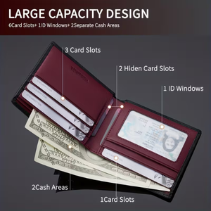 Portefeuille en cuir véritable pour homme, porte-cartes fin et élégant de haute qualité avec design bicolore, cadeau de Noël pour homme - Product Image 2