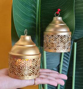 Handmade Brass Candle Stand <b>Set</b> 2-Piece Decorative <b>Lantern</b> Votive Holder for Home Wedding & Festival Table - Product Image 4