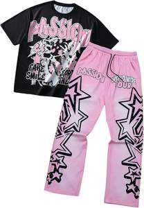 Ensemble survêtement homme Glory avec logo personnalisé, t-shirt streetwear et pantalon de jogging, imprimé dégradé, coupe oversize, 2 pièces - Product Image 4