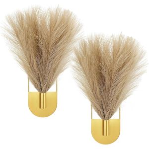 2 Pièces Support Mural Moderne Bohème en Métal pour Plantes Suspendues, Vases et Plumes de Pampa, pour Plantes d'Intérieur et Verdure Artificielle, Idéal pour Mur de Salle de Bain, Nouveauté - Product Image 1