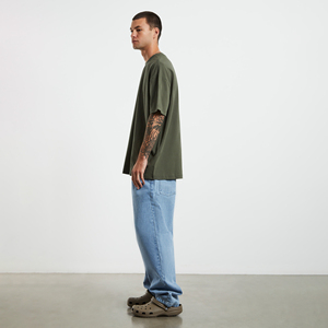 Wholesale Vintage <b>Acid</b> Wash Knitted T-Shirt Summer Men's Oversized Casual <b>Drop</b> Shoulder Top Custom Logo Breathable Plus Size OEM - Product Image 3