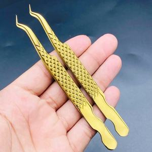 แหนบต่อขนตาปลายแหลมสแตนเลสเกรดมืออาชีพเคลือบเพชร พลาสมาโกลด์ ซี คุณภาพสูง ทนทาน - Product Image 1