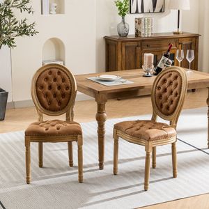 Set di 2 Sedie da Pranzo in Stile Francese con Telaio in Legno Massello - Product Image 1