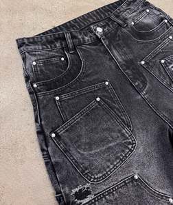 Pantalones Cortos Vaqueros Desgastados Personalizados 2026 para Hombre y Mujer, Holgados y Rotos, 100% Algodón, Diseño Urbano de Verano, Venta al por Mayor - Product Image 5