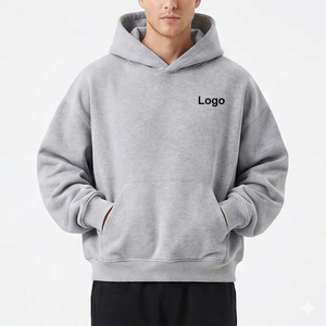 Sweat-shirt à capuche noir pour homme, coton, logo imprimé sur le devant, coupe classique, vêtement décontracté, automne, sweat-shirt en molleton français. - Product Image 1