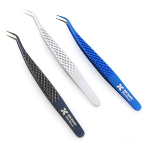 Kounain, pinzas de extensión de pestañas de acero inoxidable de 13cm de calidad profesional, el mejor ventilador de agarre de pestañas, puntas finas - Product Image 4