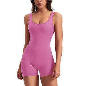 Combinaison de yoga côtelée respirante pour femme, justaucorps de sport sans couture, dos croisé, sans manches, coupe sexy, pour maillot de bain, vente en gros - Product Image 1