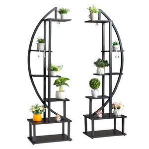 Artisasset 2pcs Ironwood Half Moon Plant Stand for 6th Floor Garden Balcony Patio Lawn Home Decor Flower Pot Stand - Product Image 3