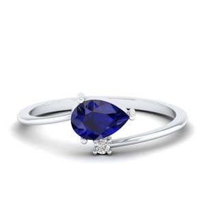 Bagues solitaires REYES en or rose 14 carats avec saphir bleu taille poire 0,75 carat et moissanite pour femme – Prix de gros - Product Image 5