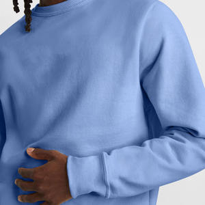 Sweat-shirt à col rond pour homme, couleur bleu clair, en molleton de coton premium, design uni, coupe ample, respirant, sweat-shirts pour homme - Product Image 5