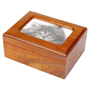 Caja de urna para mascotas de madera ecológica de estilo clásico elegante, marco de fotos, diseño personalizado, rectángulo duradero de alta calidad, conmemorativo - Product Image 3