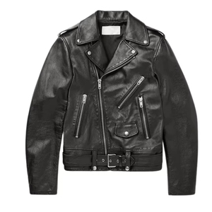 Chaqueta de Motocicleta Negra Personalizada para Hombre, Invierno, Forro de Piel de Oveja, Transpirable, Cierre de Cremallera, Tejido de Lana con Procesamiento de Adhesión - Product Image 1