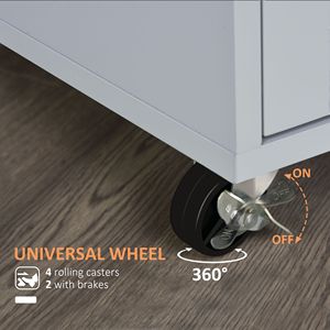 Carrello da Cucina Mobile Moderno Grigio con Isola Girevole, Cassetti Regolabili, Portasciugamani - Realizzato in Plastica, Legno di Quercia, MDF, Marmo - Product Image 5