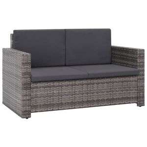 2-Piece Poly <b>Rattan</b> Gray Patio Lounge Set with Comfortable <b>Cushions</b> for Garden Entertaining - Product Image 4