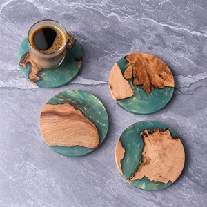 Posavasos Artesanales de Resina y Madera, Combinación Artística de Forma Redonda para Uso Diario en la Cocina - Product Image 6