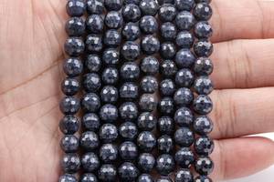 Perles de saphir bleu foncé de 7 mm, qualité supérieure, pierres précieuses naturelles authentiques, micro-facettées, rondes, en vrac, options de lots en gros - Product Image 3