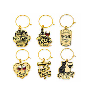 Etiqueta de Metal Grabada Personalizada para Copas de Vino, Marcador de Copas con Nombre, Anillo Identificador para Bebidas, Accesorio para Fiestas y Bares, Venta al por Mayor - Product Image 1
