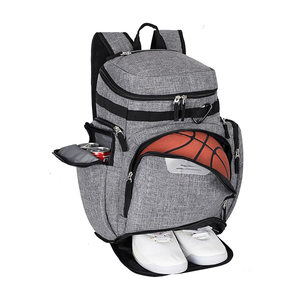 Mochila de baloncesto profesional gris con soporte para balón y compartimento para zapatos, bolsa de entrenamiento deportivo de gran capacidad para hombres y jóvenes - Product Image 3