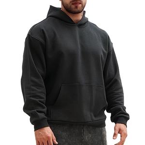 customize High Quality Men's <b>Black</b> <b>Hoodie</b> Oversized Pullover <b>Hoodie</b> with Front Pocket Thick Material Casual Hoodies RSW - Product Image 1