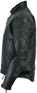 Men's Black Leather <b>Motorcycle</b> <b>Jacket</b> Full Sleeve Windproof All Seasons Racing Wear - Product Image 3