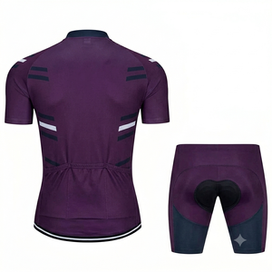 Ensemble cycliste personnalisé violet foncé pour homme, maillot de vélo à manches courtes, short à bretelles, tenue de cyclisme, vêtements de fitness, vêtements de sport d'extérieur, OEM - Product Image 2