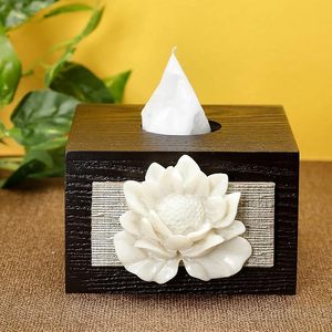 Square Metal Tissue Box Cover Floral Decorative Tissue Holder Classic Desktop Napkin Case - Product Image 5