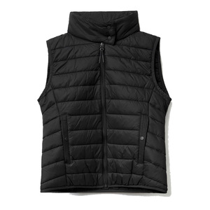 Unisex <b>Black</b> Stand Collar Puffer <b>Vest</b> Windproof Winter Outerwear Formal Style Zipper Closure Solid Color Breathable Quick Dry - Product Image 1