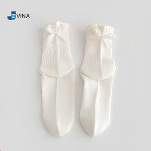 Chaussettes personnalisées pour femmes JZVINA, décorées d'un nœud rose, respirantes, en coton tricoté et fibre de bambou, élégantes pour un usage quotidien au printemps - Product Image 3