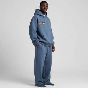 Ensemble survêtement streetwear homme personnalisé avec impression de lettres Halloween, coupe oversize, épaules tombantes, sweat à capuche et pantalon de survêtement 500 GSM - Product Image 6