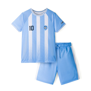 Ensemble maillot et short de football pour jeunes garçons, manches courtes, rayé, uniforme d'équipe, vêtements d'équipe personnalisés par sublimation, unisexe - Product Image 1